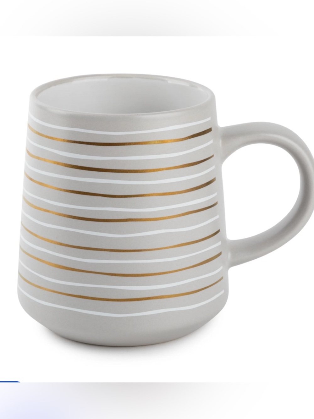 Thyme & Table Striped Grey White Gold Striped Stoneware 16 oz Coffee Cup/Mug NEW